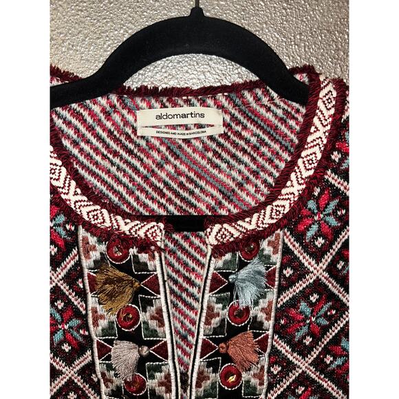 Anthropologie Aldomartin Abbie Tassel Nortic Longsleeve Cardigan Sweater - Picture 2 of 10